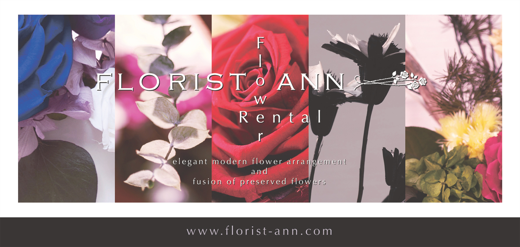 プリザーブドフラワーアレンジ『FLORIST ANN』様のリーフレット（折りパンフレット）画像